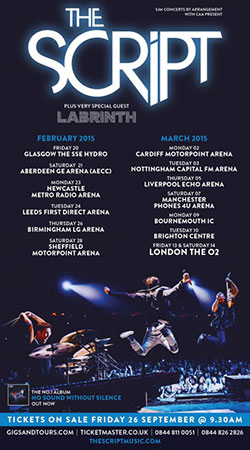 The Script 2015 UK Arena Tour Poster