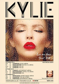 Kylie Minogue 2014 Kiss Me Once UK Tour Poster