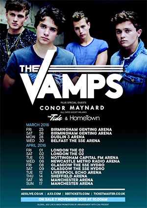 The Vamps 'Wake Up' 2016 UK Arena Tour Poster